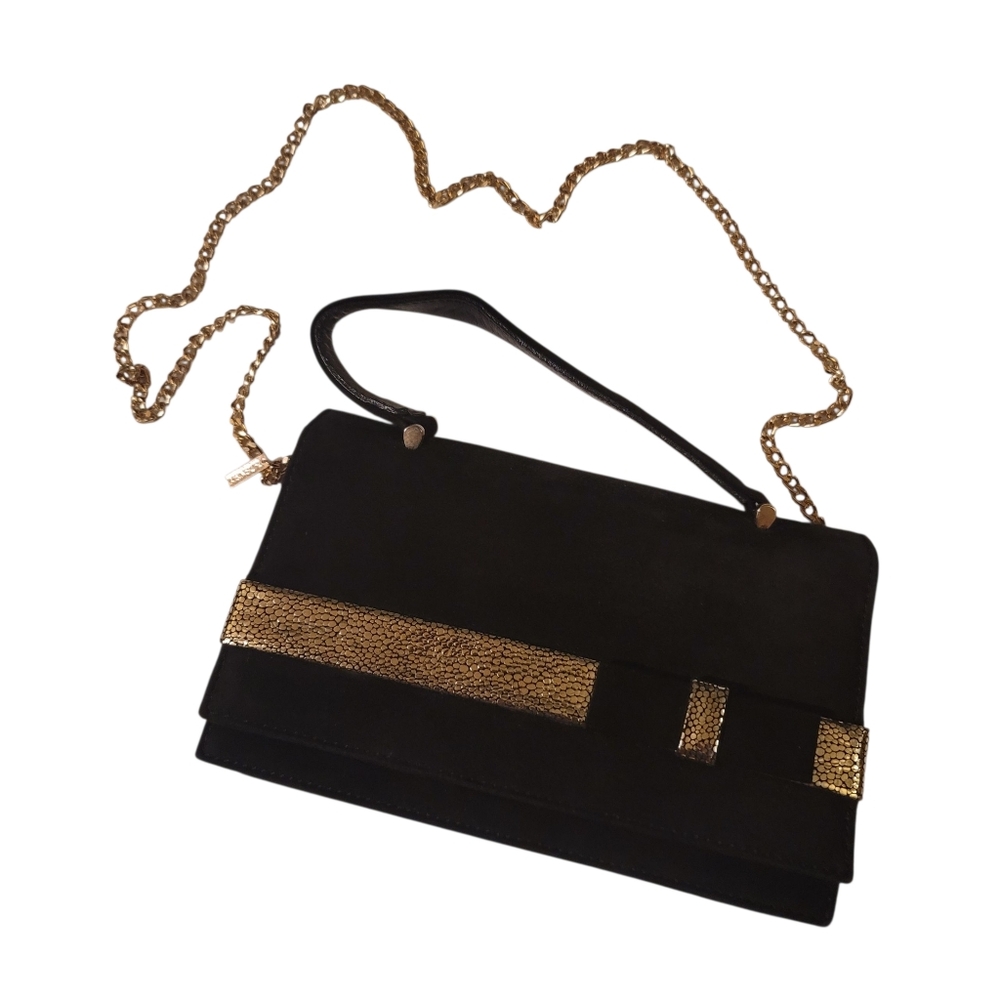 MENBUR Elegant Velvet Black and Gold Women's Purse